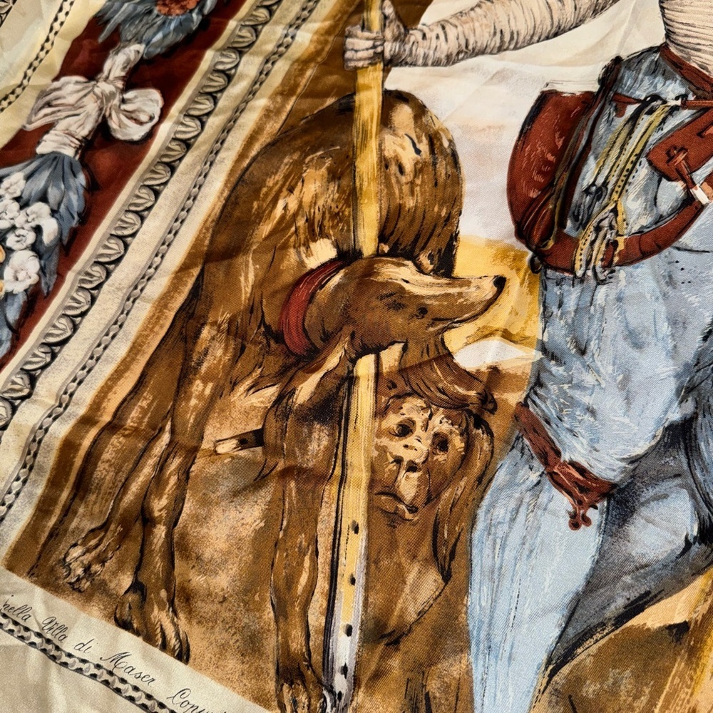 Paolo Veronesc Silk Blend Printed Neck Scarf Milano Renaissance Print 33x32” - Picture 9 of 9